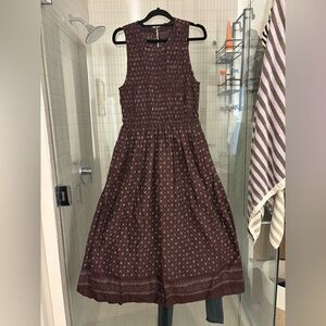 Madewell melody in dusty plum maroon burgundy cotton smocked midi